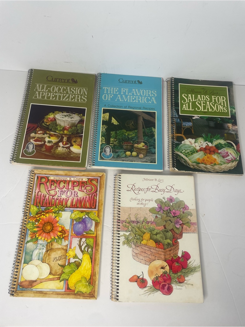 Lot of 5 Vintage Current Miriam B. Loo Cookbooks Spiral Bound 80s